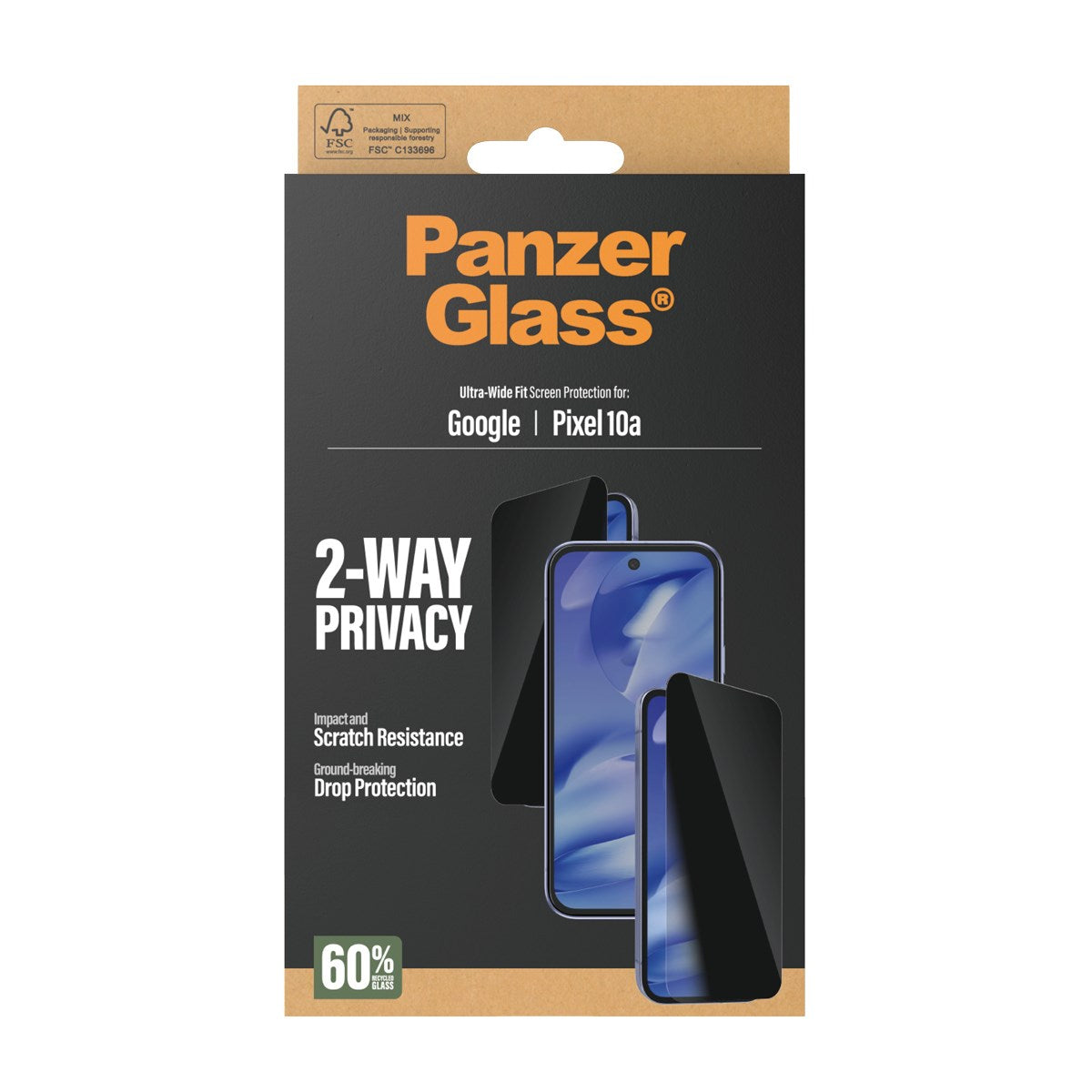 PanzerGlass® 2-Way Privacy Skærmbeskyttelse Google Pixel 10a 5G | Ultra-Wide Fit